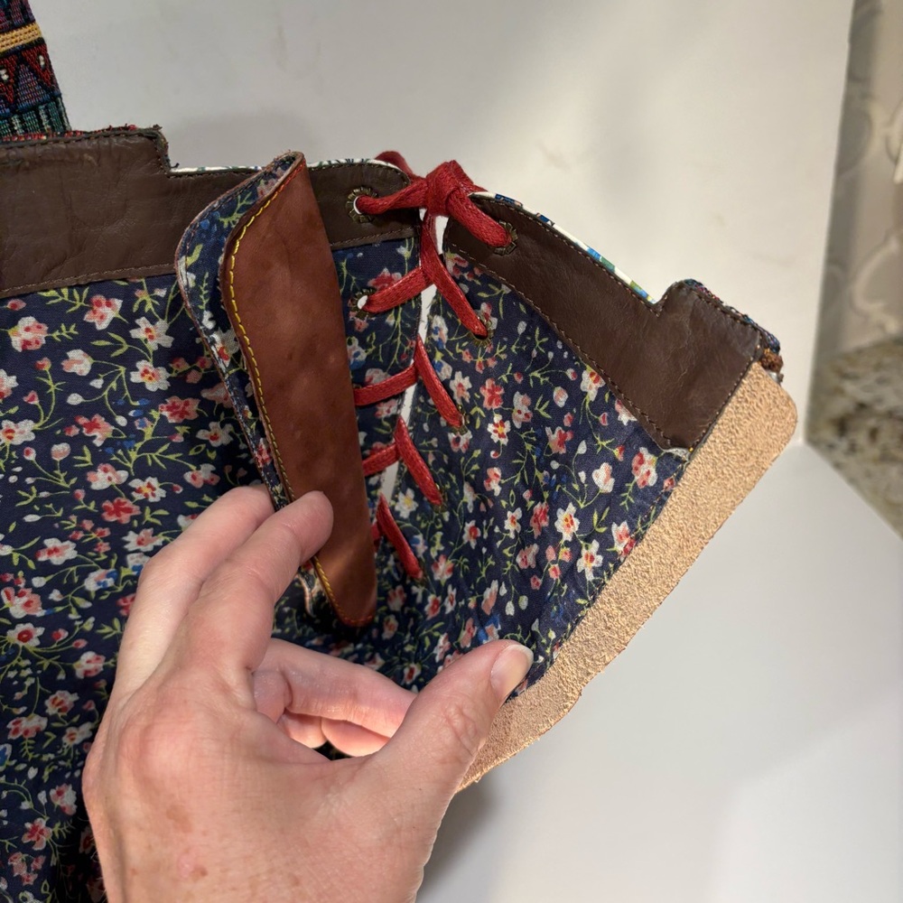 Bohemian Socofy Patchwork Lace-Up Boots - Picture 10 of 12